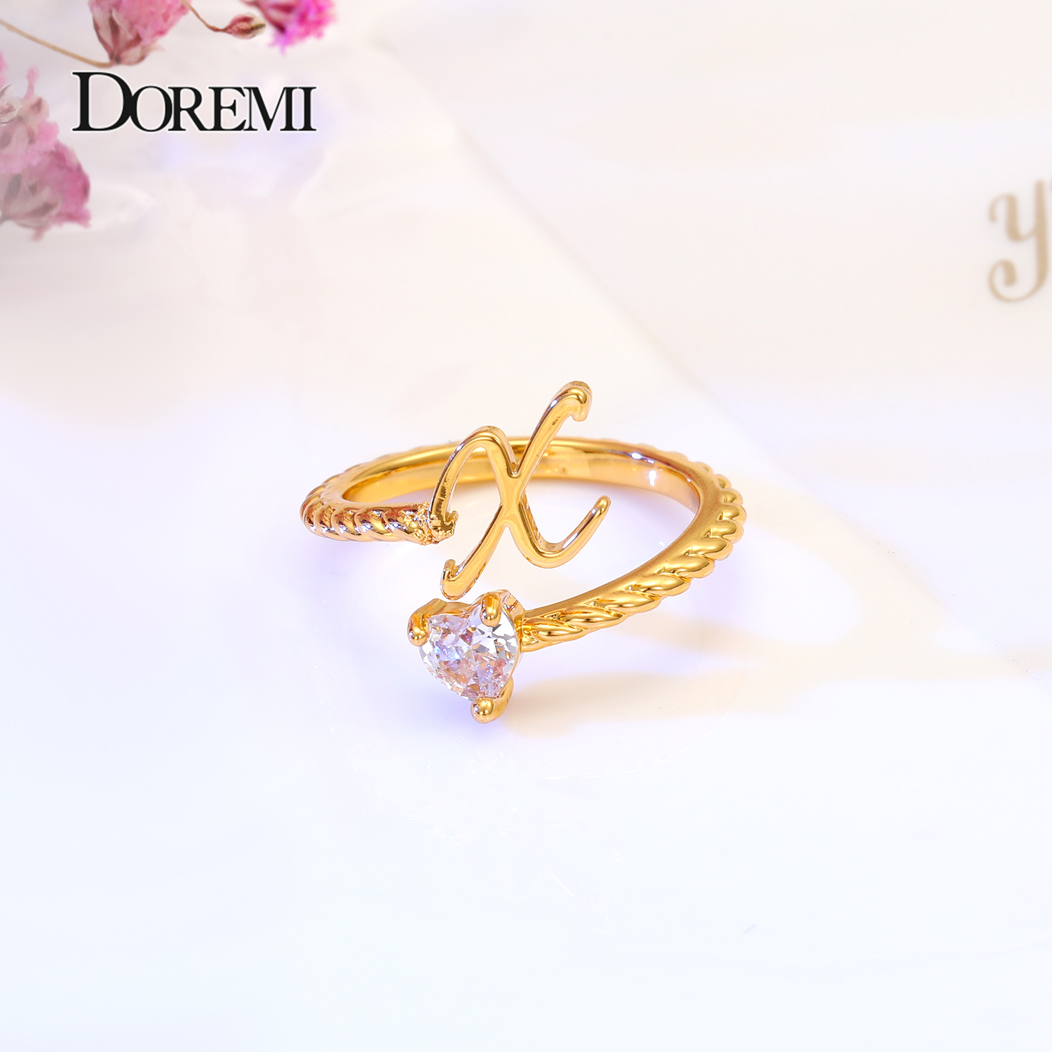 Wedding Z - แหวนปรับขนาดได้ของเลติฟาห์ ของขวัญสั่งทำพิเศษสำหรับแฟนสาว แหวนผู้หญิงสไตล์นางฟ้า แหวนแต่งงาน แหวนตัวอักษร A-Z