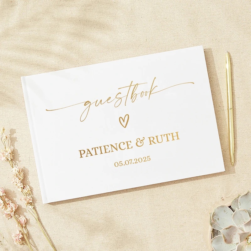 Personalized Guest Book - สมุดอวยพรงานแต่งงานแบบเฉพาะตัว อัลบั้มภาพข้อความอันทรงคุณค่า ดีไซน์เรียบง่าย หรูหรา แนวนอน สำหรับงานเลี้ยงฉลองแต่งงาน